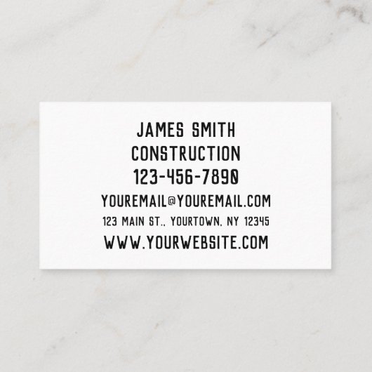 Hardtakkataannemer voor bouwvoertuigen visitekaartje (Achterkant)