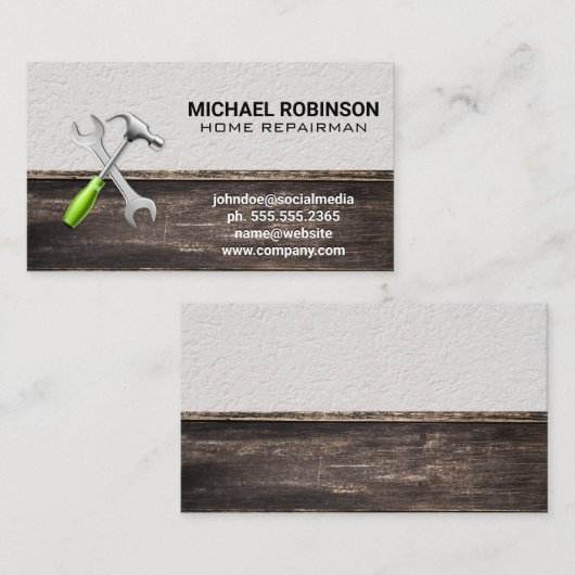 Hardware Bouw Timmerwerk Gereedschap Hout Visitekaartje (Voorkant / Achterkant)