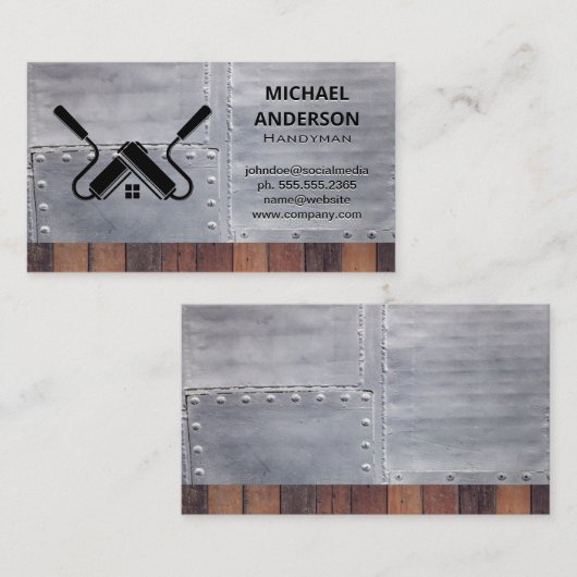 Hardware Gereedschap | Bouwer Bouwer | Hout Metaal Visitekaartje (Voorkant / Achterkant)