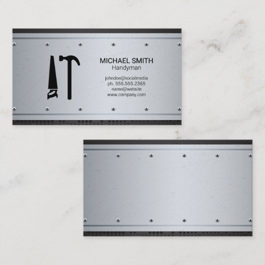 Hardware Gereedschap | Klusjesman Metalen Klinknag Visitekaartje (Voorkant / Achterkant)