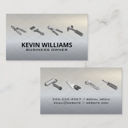 Hardware Gereedschap | Metalen Textuur Visitekaartje (Voorkant / Achterkant)