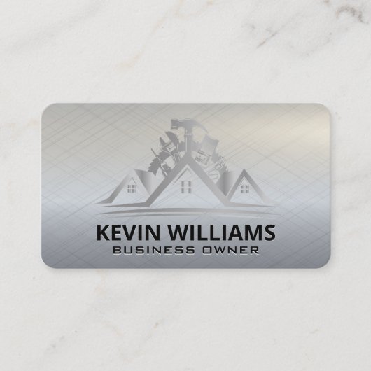 Hardware Gereedschap | Metallic Textuur | Bouw Visitekaartje (Voorkant)