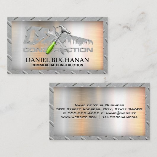 Hardware-gereedschappen voor constructie | Staal Visitekaartje (Voorkant / Achterkant)