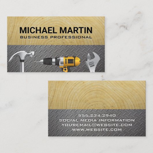 Hardware Hand Tools | Staal | Houtkorrels Visitekaartje (Voorkant / Achterkant)