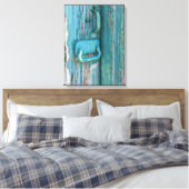 Hardware op het Schillen van Blauwgroen Groene Ho Canvas Afdruk (Insitu (Slaapkamer))