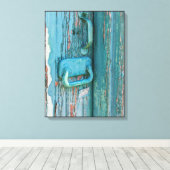 Hardware op het Schillen van Blauwgroen Groene Ho Canvas Afdruk (Insitu (Houten vloer))