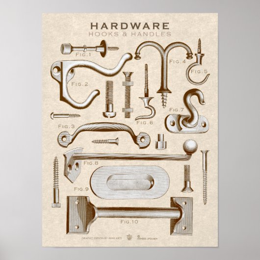 hardware Poster Hooks-Handles AntiqueSepia (Voorkant)