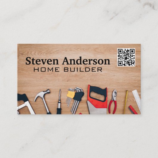 Hardware Tools op Tafel | QR Code Visitekaartje (Voorkant)