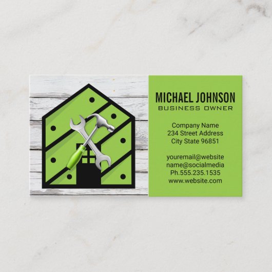 Hardware-tools voor thuisgebruik Logo | Hout Visitekaartje (Voorkant)