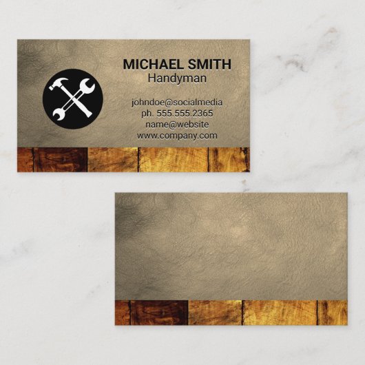 Hardwarehulpmiddelen | Bouw | Houtleder Visitekaartje (Voorkant / Achterkant)
