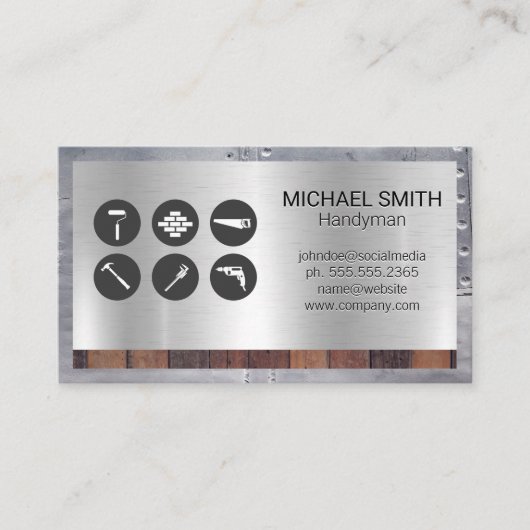 Hardwarehulpmiddelen | Bouw | Houtmetalen rivetten Visitekaartje (Voorkant)