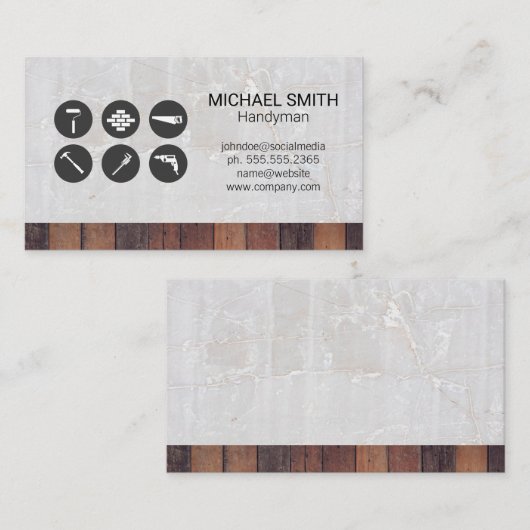 Hardwarehulpmiddelen | Bouw | Marmer en hout Visitekaartje (Voorkant / Achterkant)