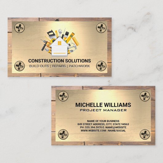 Hardwarehulpmiddelen | Bouw | Schroeven van hardho Visitekaartje (Voorkant / Achterkant)