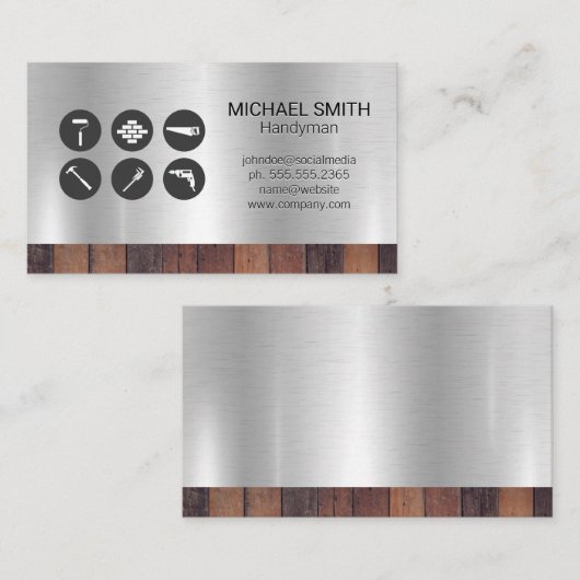 Hardwarehulpmiddelen | Bouwbouwbouwer | Houtmetaal Visitekaartje (Voorkant / Achterkant)
