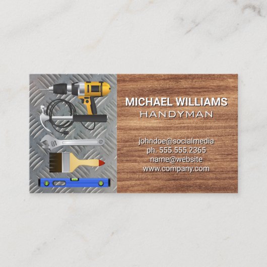 Hardwarehulpmiddelen | Hout en metalen Visitekaartje (Voorkant)