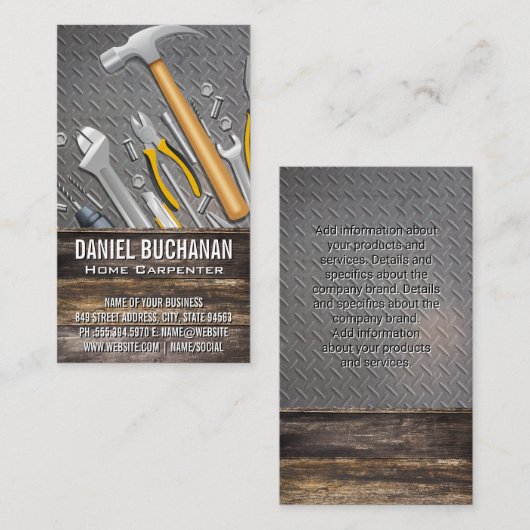 Hardwarehulpmiddelen | Hout en staal Visitekaartje (Voorkant / Achterkant)