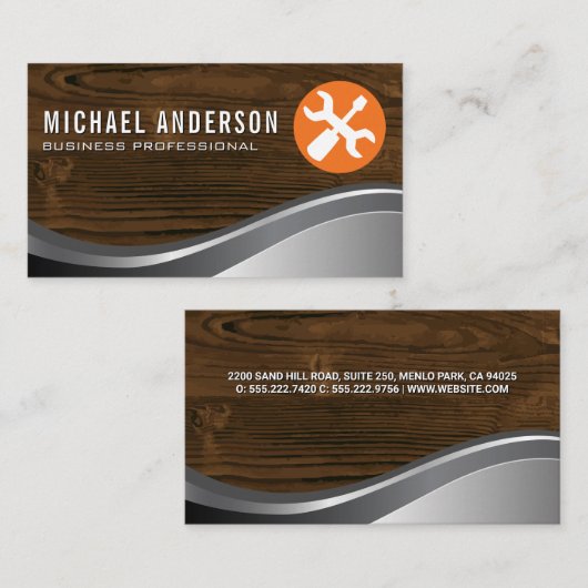 Hardwarehulpmiddelen | Houtkorrels | Metaal Visitekaartje (Voorkant / Achterkant)