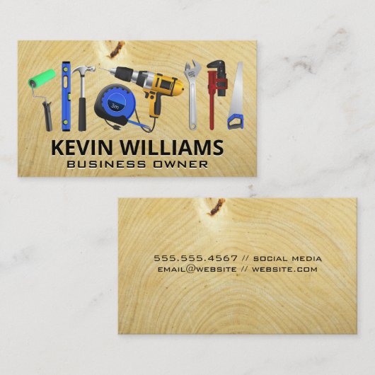 Hardwarehulpmiddelen | Houtkorrels Visitekaartje (Voorkant / Achterkant)