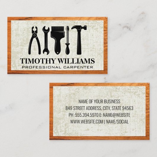 Hardwarehulpmiddelen | Lijst van hout Visitekaartje (Voorkant / Achterkant)