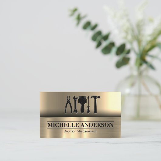 Hardwarehulpmiddelen | Metaalgoud Visitekaartje (Staand voorkant)