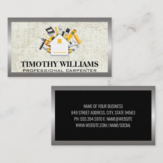 Hardwarehulpmiddelen | Thuis | Metaalgrens Visitekaartje (Voorkant / Achterkant)