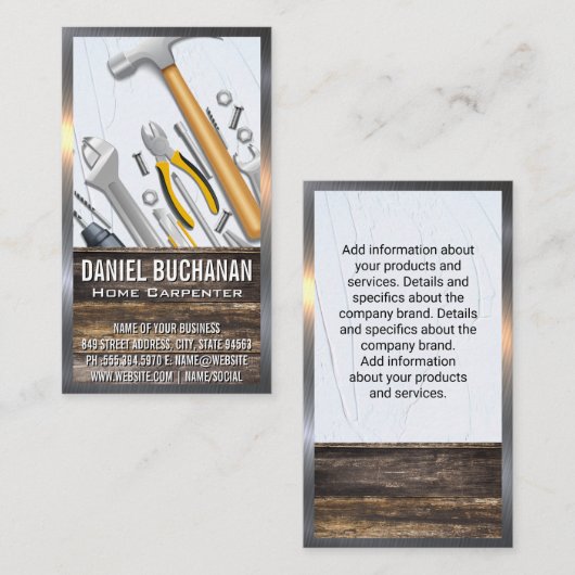 Hardwarehulpmiddelen | Visitekaartje van houtmetaa (Voorkant / Achterkant)