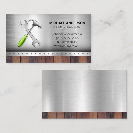 Hardwaretools | bouwer | timmerwerk visitekaartje (Voorkant / Achterkant)