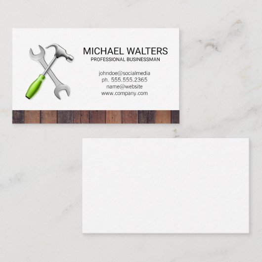 Hardwaretools | houtplaattrim visitekaartje (Voorkant / Achterkant)