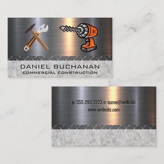 Hardwaretools | metaalbeton visitekaartje (Voorkant / Achterkant)