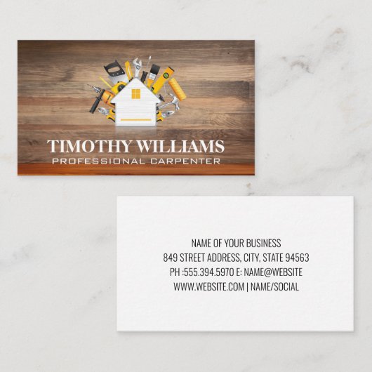 Hardwaretools | timmerwerk | hoofdaannemer visitekaartje (Voorkant / Achterkant)