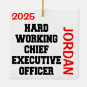 Hardwerkende Chief Executive Officer Keramisch Ornament (Achterkant)