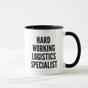 Hardwerkende logistiek specialist mok