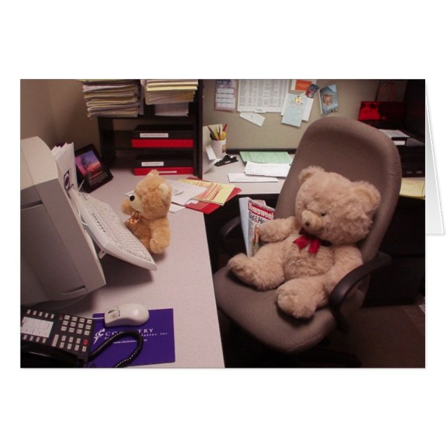 Hardwerkende Teddy Bears-kaart (Voorkant Horizontaal)