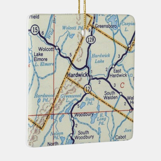 Hardwick Vermont  kaart Keramisch Ornament (Rechts)