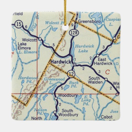 Hardwick Vermont  kaart Keramisch Ornament (Achterkant)