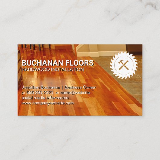 Hardwood Floors en Tiles | Zaagse Logo en Hammer Visitekaartje (Voorkant)