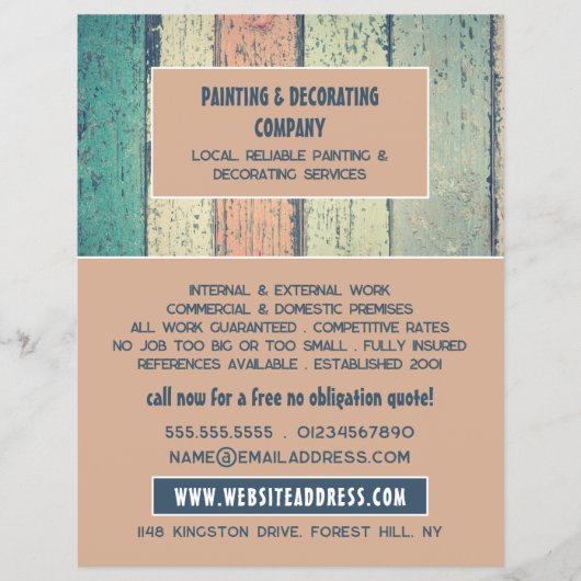 Hardwood ontwerp, schilder en decorator flyer (Voorkant)