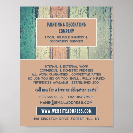 Hardwood ontwerp, schilder en decorator poster (Voorkant)