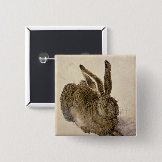 Hare, 1502 vierkante button 5,1 cm (Voorkant /achterkant)