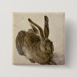 Hare, 1502 vierkante button 5,1 cm