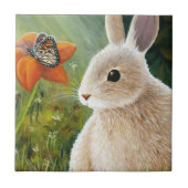 hare 55 konijnenbunny met Butterfly Tegeltje (Voorkant)