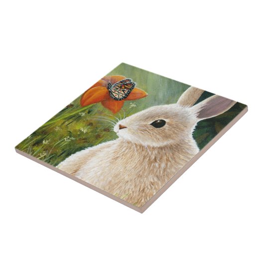 hare 55 konijnenbunny met Butterfly Tegeltje (Zijkant)