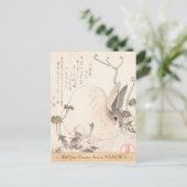 Hare and Dandelion, Kubo Shunman, Japanse kunst Briefkaart (Staand voorkant)