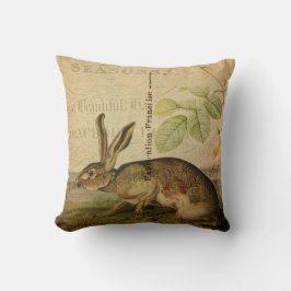  Hare Animal Illustration Floral Collage Kussen