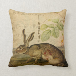 Hare Animal Illustration Floral Collage Kussen