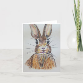 Hare (blanco) - Waterverf en Natuur inkt Kaart