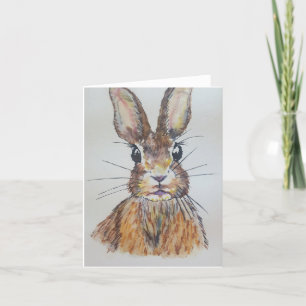 Hare (blanco) - Waterverf en Natuur inkt Kaart