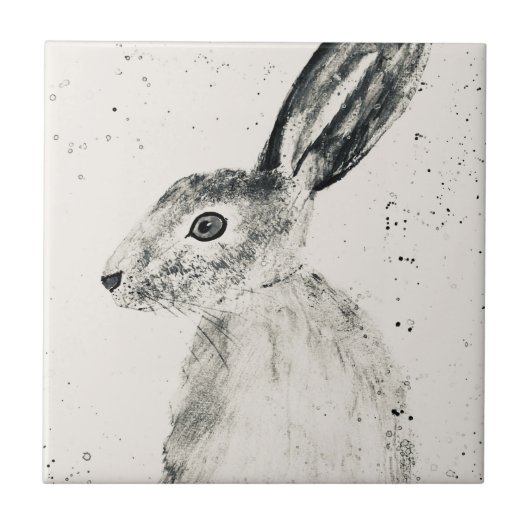 Hare bosbouwhuisdieren konijn  tegel tegeltje (Voorkant)