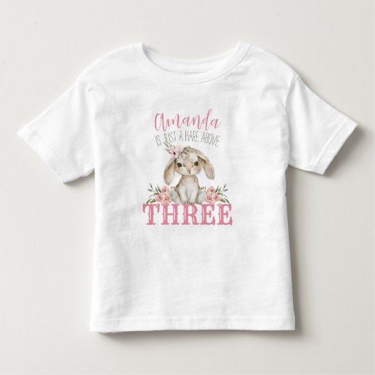 Hare boven drie baby konijn meisjes verjaardag kinder shirts (Voorkant)