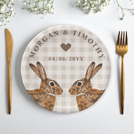 Hare Bunny Heads With Names And Date Wedding Papieren Bordje